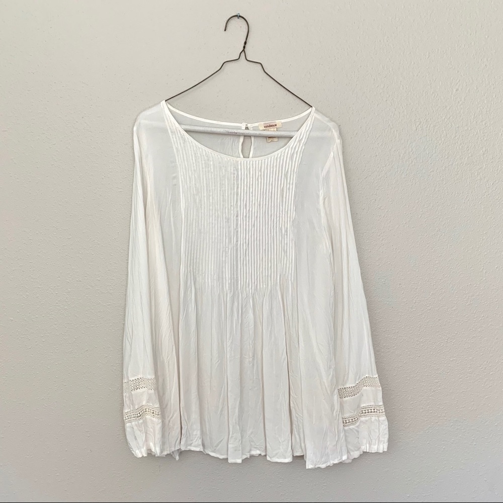 Sundance White Pleated Boho Tunic